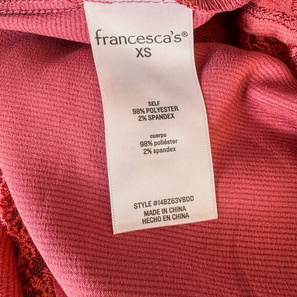 NWT-Francesca’s Bernice Fitted Pink Satin Lace Trim Slit Midi Skirt, X-Small - Picture 11 of 12